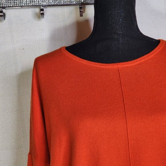 Chico's Orange Center Seam LS Nylon Rayon Poly Cashmere Sweater Sz Chico 2 US L - Picture 8 of 16